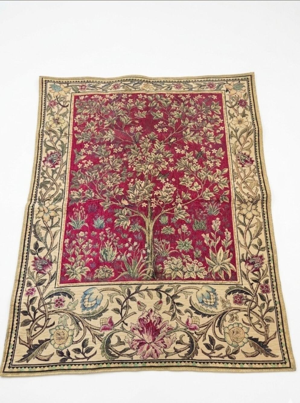 Tapestry Wall Hanging William Morris Tree of Life Red Home Decor New 41"x 51"